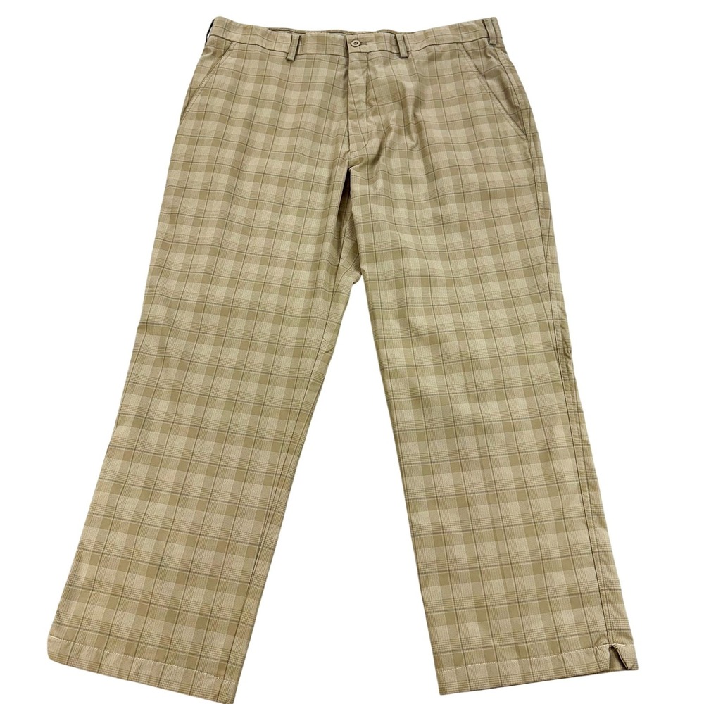 Nike Golf Pants Mens 38x29 Beige Plaid FitDry Stretch Golf Khakis 269417-235